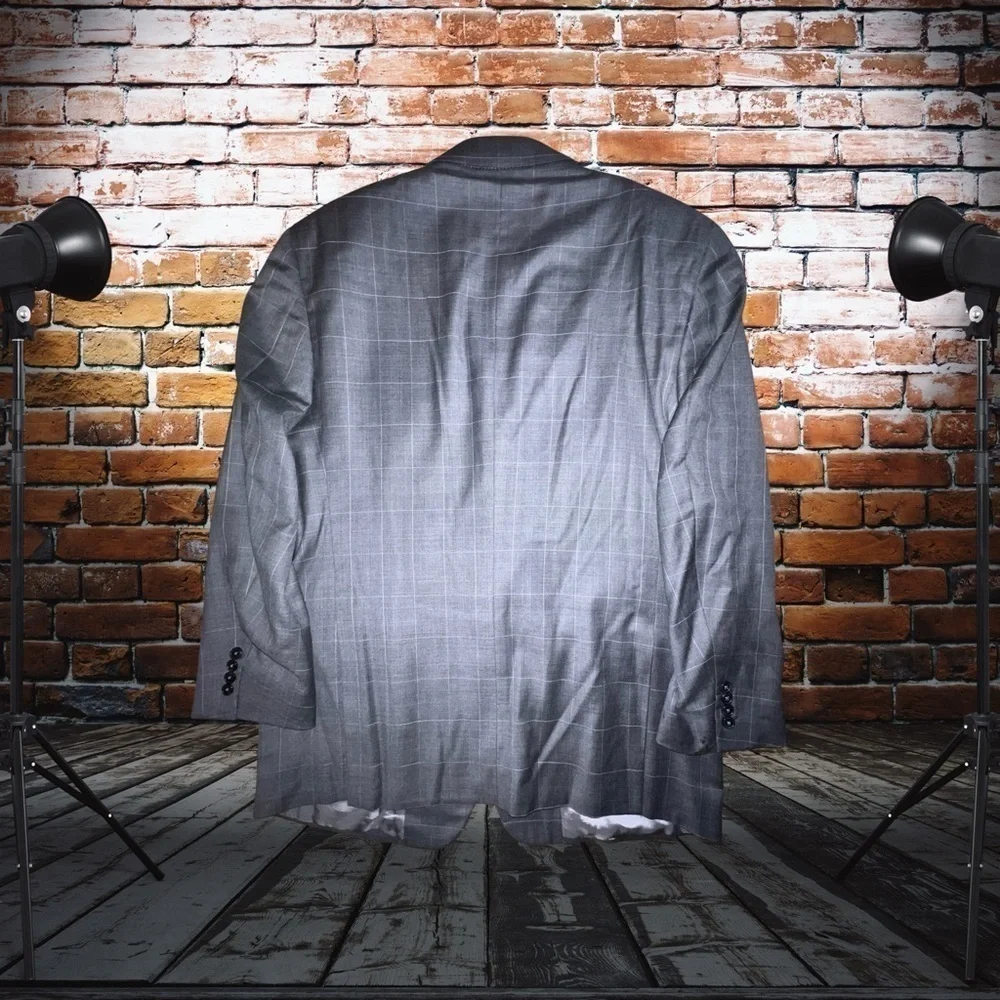 Joseph Abboud Collection Men’s Blazer Size 44R - Grey Windowpane Wool Blend